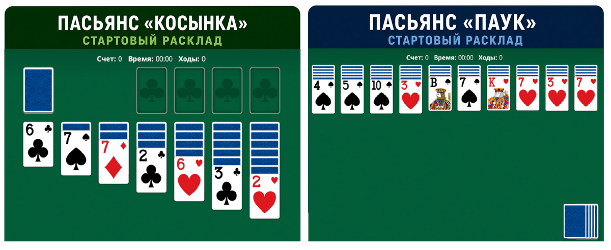 косынка vs паук - стартовый расклад