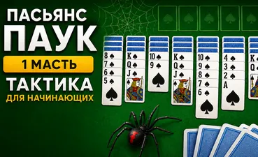 Пасьянс Паук 1 масть: тактика для начинающих