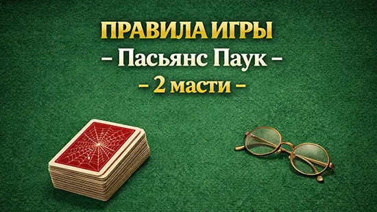 Правила игры в пасьянс «Паук» 2 масти