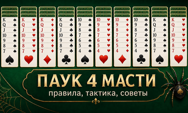 Пасьянс Паук 4 масти: правила, тактика и советы для победы